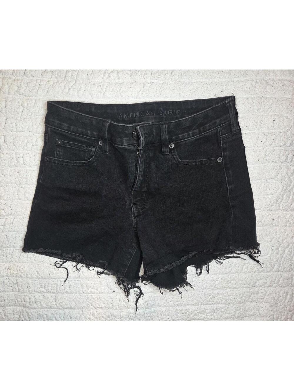 American Eagle Black Denim Cutoff Shorts size 8  - dream jean